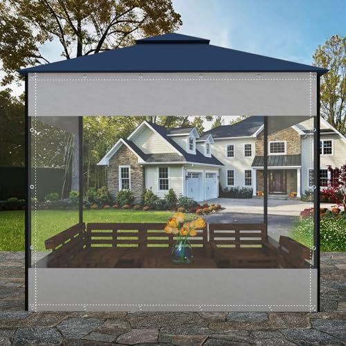 SDFVSDF Transparente, wasserdichte Plane, (HxB: 2,5 x 2/2,5/3/4/5 m) Transparente, schwere PVC-Plane mit Ösen, verwendbar für Lauben, Garten, Garage, anpassbar – verleiht Ihrem Außenbereich Eleganz