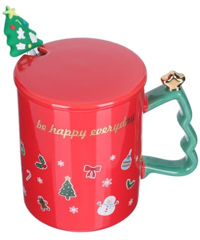 MAGICLULU Weihnachtsbecher aus Keramik mit Weihnachtsmotiven Robuste Trinkbecher für Milch Kaffee und Mehr Hitzebeständig und Sicher