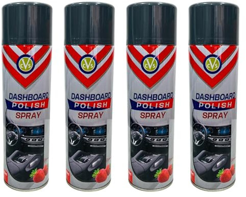 CVS Dashboard Shine Silicone Spray: Cleans, Shines & Protects Car Interior Trim | Restores Luster | Car Interior Cleaner - Removes Dirt, Dust & Residue | Scented - 500ML (STRAWBERRY, Pack of 4)