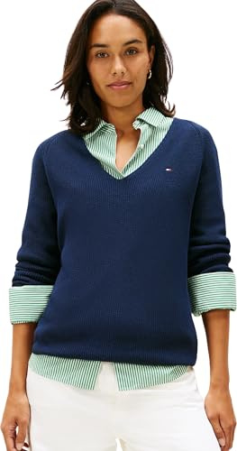 Tommy Hilfiger Jersey Mujer Cardi Fine Cuello de Pico
