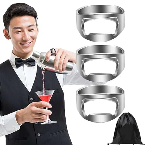 Abrebotellas de anillo de camarero, abridor de botellas de anillo, abrebotellas de cerveza portátil de acero inoxidable para camareros, joyería creativa para bar de cerveza, suministros de regalo de