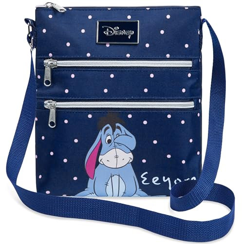 Disney Stitch Handtasche Mädchen Teenager Damentaschen Umhängetasche, Handtasche mit Reißverschluss & Verstellbarem Gurt (Marine Eeyore, 24x22x4.5cm)