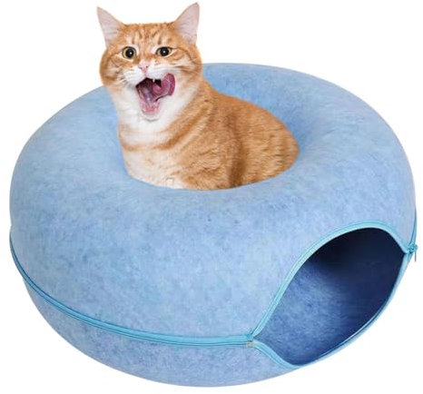 Katzenbetttunnel, Donut-Tunnelbett Für Katzen | Atmungsaktives, Abnehmbares Donut-Tunnel-Filz-rundes- Katzenbett | Katzen-Donut-Tunnelbett, Katzentunnel, Spielzeug, Katzenhöhlen Mit Reißverschluss Für