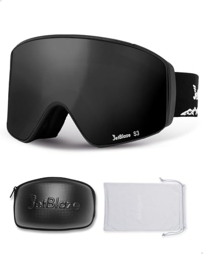 JetBlaze Occhiali Sci Uomo Donna Occhiali da Sci per Portatori Occhiali Snowboard Adulti Ski Goggles con OTG UV Protezione Compatibile con Casco, Lente Cilindrica Sferica Intercambiabile Specchiata