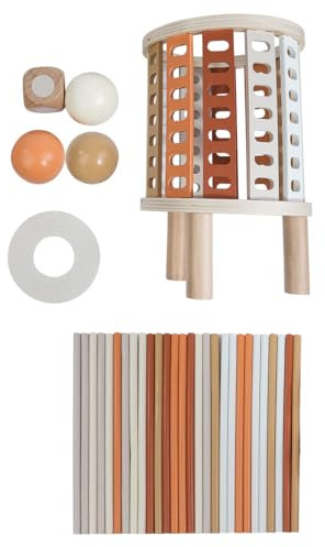 Ieron Color Learning Tower - Montessori Wooden Educational Plaything for Ages 3+, Interactive Color and Chopstick Game, Enhances Fine Motor Skills and Color Recognition, for Home