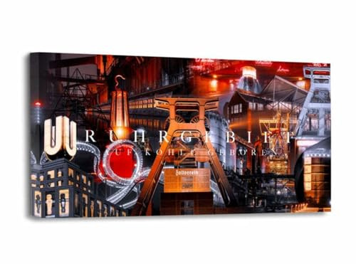 mooments Leinwandbild Collage Aurora (100x50cm) | Leinwand im Hochformat, Ruhrpott-Bild, Leinwand Ruhrpott, Bilder Ruhrpott, Wohnzimmer Bild