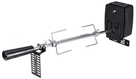 Kit de asador eléctrico universal para barbacoa con varilla de escupir de acero inoxidable, accesorios para asador de cerdo, cabra, pollo, asador con motor y tenedores de carne
