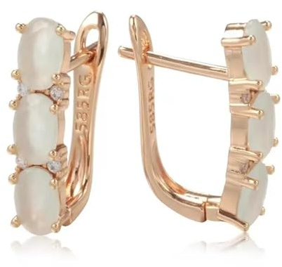 BISONBLUE Ohrringe Damen Ohrhänger Ohrstecker Modische Weiß Opal Stein Tropfen Ohrring Frauen Vintage Braut Hochzeit Luxus Design