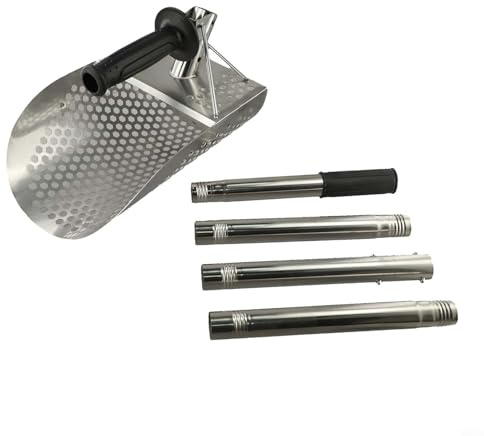 Honseadek Sandschaufel, 3 oder 4 Abschnitte, Edelstahl, langer Griff, für Strand-Metalldetektor-Zubehör (4 Abschnitte)