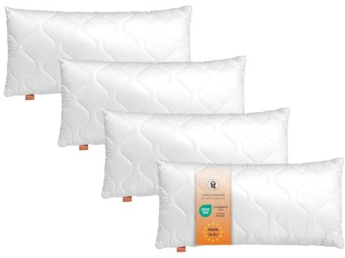 sleepling 4er Set Kopfkissen 40x80 cm, Kissen, Bettkissen, Basic 100 | Füllung: Klimafaser, Nachfüllbar, Polster, Allergiker Pillow, Schlafkissen 40 x 80, 4 Stück, Waschbar, Made in EU, OEKO-TEX