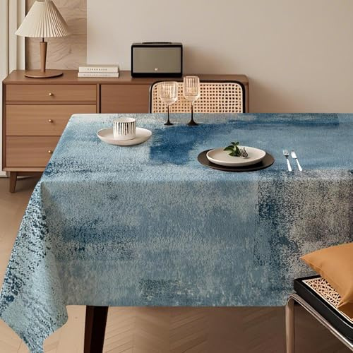 Tischdecke 100x140 cm Marineblau Modern Kunst Gemälde Tischdecke Abwaschbar Klein Rechteck Tablecloth Dekoration Aesthetic Tischdecken für Herbst Party Hochzeiten Feiertage Geburtstag