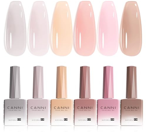 CANNI UV Nagellack Set 6 Farben Gellack 9ml | Transparent Nude Grau Rosé Beige Braun Farbgel Gelnägel UV Lack Soak Off Gel Nail Polish gellack für UV Lampe