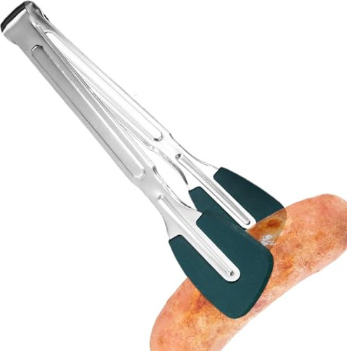 Ponetas de cocción de silicona, pinzas de cocina con puntas de silicona - Tintas de buffet de acero inoxidable | Utensilios para servir resistentes al calor, herramientas de cocina anti-escallos para