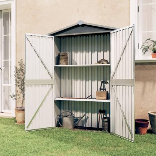 Gartenhaus grau 116x45x175cm Stahl verzinkt