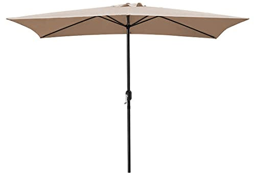 Acomoda Textil – Sombrilla de Jardín con Forro Anti UV 200x300cm. Parasol de Aluminio con Manivela, Toldo Rectangular para Patios y Terrazas (Beige)