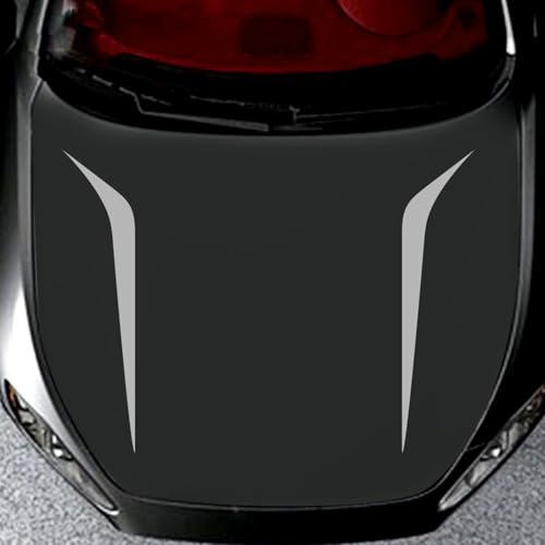 Auto Motorhaube Aufkleber,Streifen Auto Aufkleber,Coole Vinyl Grafik Selbstklebender Dekorative Aufkleber für Autos/LKW/SUVs(Grau)