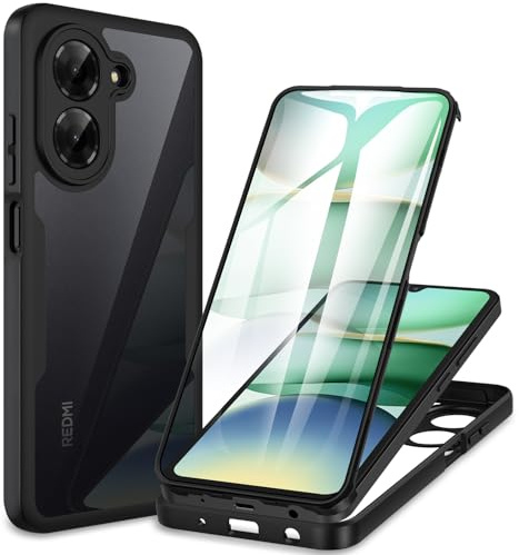 CENHUFO Cover Xiaomi Redmi A5 4G, 360 Gradi Antiurto con Protezione dello Schermo Integrata, Rugged Doppia faccia Full Body Case Trasparente Fronte Retro Custodia per Xiaomi Redmi A5 4G - Nero