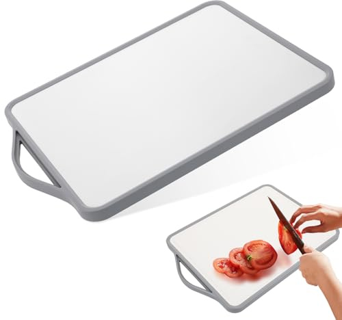 CLISPEED Planche à découper en acier inoxydable avec fond antidérapant, grande planche à découper pour la cuisine, ustensile de cuisine moderne, indispensable pour hacher et préparer des aliments