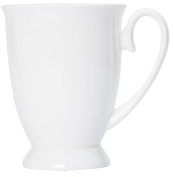 tiliuoe Bone China - Tazas de café grandes simples para el hogar, desayuno, leche, avena, estilo europeo, utensilios de cerámica blanca para capuchino, café con leche, moca, agua
