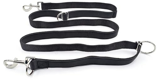 Hundeleine 3m Schleppleine Verstellbare Doppelleine Leichte für Kleine Mittelgroße Hunde mit 2 Karabiner für Training Outdoor Aktivitäten Schwarz