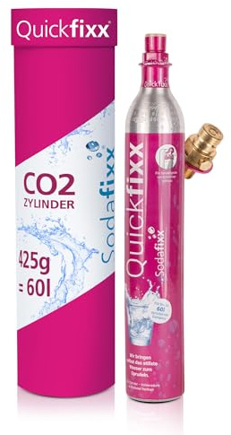 Sodafixx Quickfixx CO2 Zylinder 60L Sprudelwasser - Kohlensäure Zylinder zum Einschrauben für Wassersprudler - Kompatibel mit allen Wassersprudlern mit Klicksystemen - abgefüllt in Deutschland