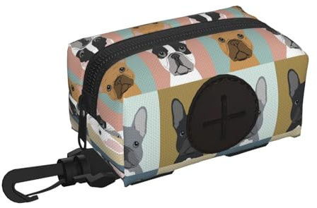 Simpatico porta sacchetti per escrementi di cane a forma di bulldog francese, distributore portatile di sacchetti per la spazzatura