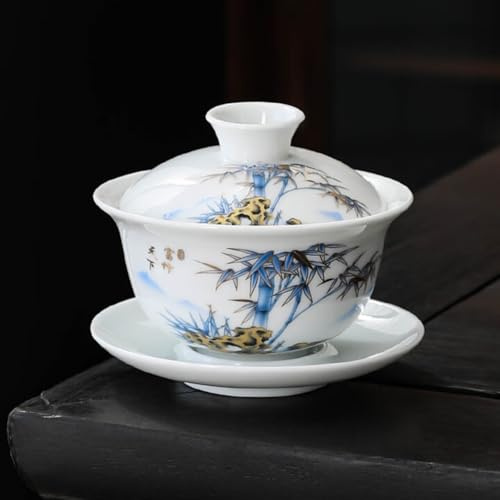 LEEDJUINE Ceramics Service à thé Gaiwan en porcelaine blanche 150 ml