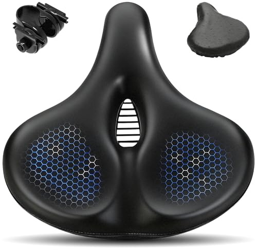 APECYC Oversized Bike Seat & Bike Saddle, Extra Wide Bicycle Seat Cushion with Thick High-Density Foam, Dual Spring Shock Absorbing Bicycle Saddle, Ergonomic Comfort for Peloton, E-Bike, Cruiser