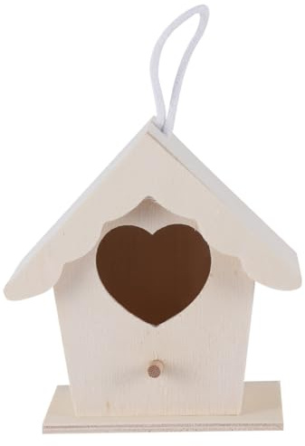 TOGEVAL Lot de 5 Nids d'oiseaux en Bois de Pin Naturel Nichoirs Suspendus pour Petits Oiseaux Décoration Jardin et Maison Accessoires d'Extérieur pour Canaris Merles et Perruches
