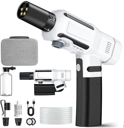 Robofun Mini pulitore ad alta pressione senza fili, 60Bar, pulitore ad alta pressione con, ugello girevole 5 in 1 e 180°, portatile e leggero,Pistola ad alta pressione batteria