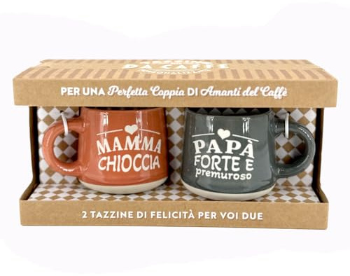 CLEARCO Tazzine da caffè personalizzate in scatola regalo - Mamma Chioccia & Papà...