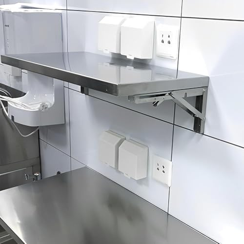 Tavolo pieghevole da parete, in acciaio inox, con ripiano a ribalta, scrivania sospesa e banco da lavoro per riporre la cucina e risparmiare spazio, facile da installare e pulire