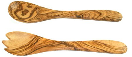 D.O.M.® - Posate da insalata in legno d'ulivo, 21 cm