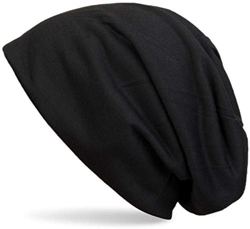 styleBREAKER Klassische Slouch Beanie Mütze, leicht und weich, Longbeanie, Unisex 04024018, Farbe:Schwarz