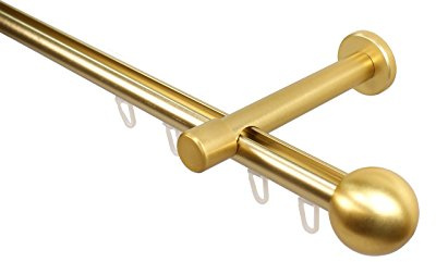 Gardinenstangen mit Innenlauf in Messing Optik 20 mm Ø Endstück Kugel, 100 cm
