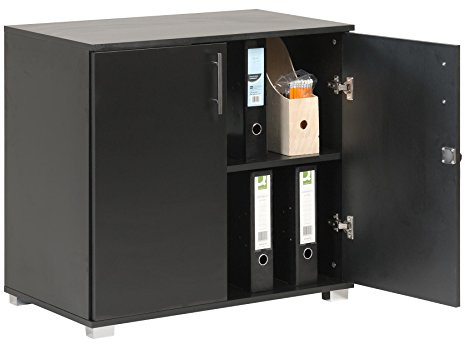MMT Furniture Designs - Armario de oficina con 2 puertas y cerradura (73 cm de altura), color negro