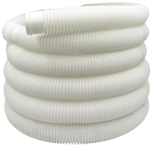 acquaverde | Tubo per Piscina con Manicotti, Galleggiante, Flessibile e Sezionabile, Ideale per Pulizia, Aspirazione, Skimmer e Pompe Filtranti - Bianco (12 metri, ø 32 mm)