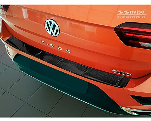 Avisa Echtes 3D Karbon Heckstoßstangenschutz kompatibel mit Volkswagen T-ROC 2017-2022 & Facelift 2022- inkl. Cabrio