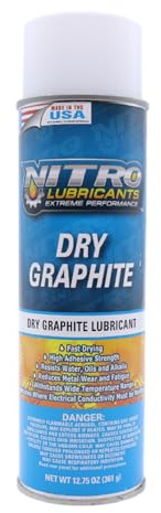 Nitro Lubricants Dry Graphite Spray – 12.75oz Fast-Drying Lubricant for Metal & Plastic; Resists Water, Oil, and Chemicals; Performs Under Heat & Pressure in Dry Lube Applications - Made in USA