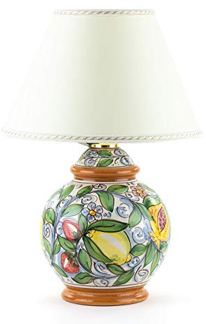 CEAR ceramiche - Abat-jour H cm 27 in ceramica di Caltagirone con frutta Lume in ceramica siciliana