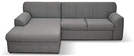 DOMO. collection Ecksofa Topper, Sofa in L-Form mit Schlaffunktion, moderne Couch, kleine Polsterecke, Schlafsofa, 245 x 155 x 78 cm (BxTxH), grau | Longchair links mit Bettfunktion und L-Form, abgerundete Armlehnen, 245 x 155 x 78 cm (BxTxH)