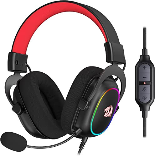 Redragon H510 Zeus Casque de Jeu Filaire - Son Surround 7.1 - Coussinets d'oreille en Mousse à mémoire - Pilotes 53 MM - Microphone détachable - Casque multiplateforme (RGB)