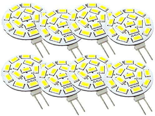 LEDLUX Lampadine LED G4 (8 Pezzi, Bianco Freddo 6000k), G4 Bispina, DC AC, 12V 24V, 3,5W, 350 Lumen, 15 SMD 5630, 10V-30V