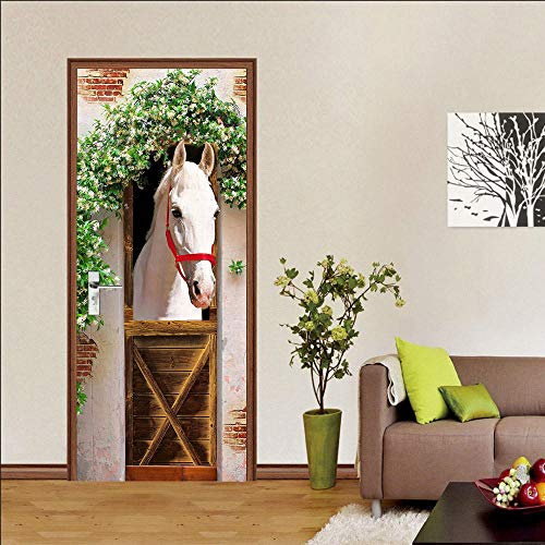 VIRANDA 3D Türtapete Selbstklebend Türaufkleber - Pferd - Türfolie Poster PVC Wasserdichte Umweltschutz Tür Stickers 80 x 200 cm