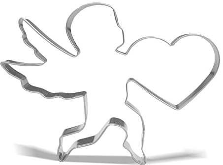 Emporte-pièce Valentine Cupidon avec cœur en acier inoxydable 12,4 x 9,5 cm
