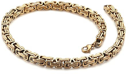 Daesar Halskette Herren Edelstahl, Silber Gold Schwarz Kette 50-60CM ohne Anhänger Königskette 5MM Breit