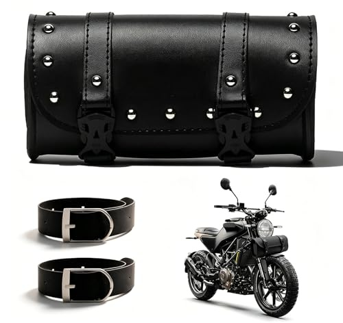 Universal Motorrad Satteltasche, Leder wasserdichte Satteltasche, Motorrad Werkzeugtasche, mit 2 Riemen, für Meisten Motorräder und Geländefahrzeuge