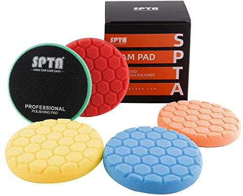 SPTA 75 mm Polishing Pad Hex-Logic Polishing Sponges Wax Sponges Car Polishing Sponge Pad Polishing Pad Sponge Polishing Foam Set for Eccentric Polishing Machine Grinder
