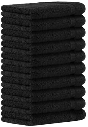 Luckytowel Seiftücher Set 30x30cm – Oeko-TEX kleine Waschlappen Set aus 100% Baumwolle mit 600 g/m² – mit Aufhängeschlaufe – flauschig & saugstark – Gästehandtücher 30x30 – 10er Pack Schwarz