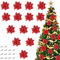 HautStore 14 pièces Décoration de Noël Fleurs, Poinsettia Fleurs de Noël, Paillettes artificielles Décorations de Noël, Décorations Florales de Noël, 5.1 Pouce*5.1, décoration Noël, fête (Rouge)